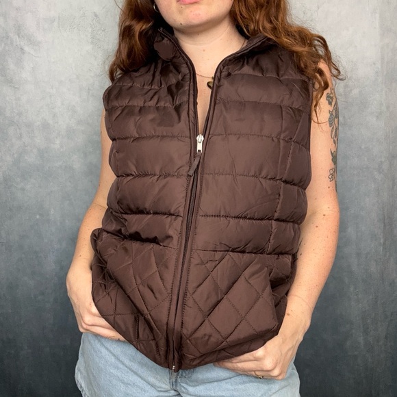 Laura Scott Brown Puffer Vest Size Small - Picture 2 of 6